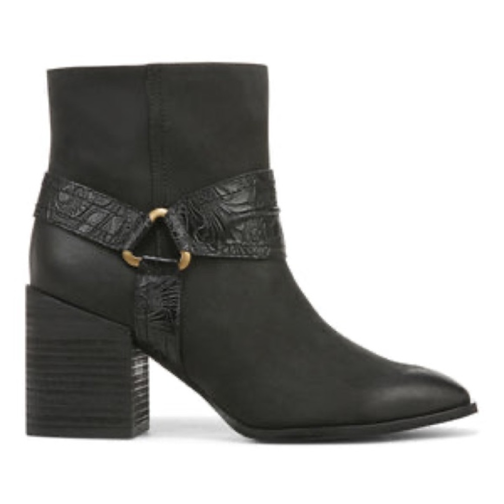Vionic Black Leather Ankle Boot with Decorative Strap - Picture 3 of 14
